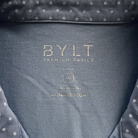 Bylt Premium Basics Lux Polo Shirt Men Blue Polka Dots Cotton Stretch Golf 3XL - Picture 3 of 6